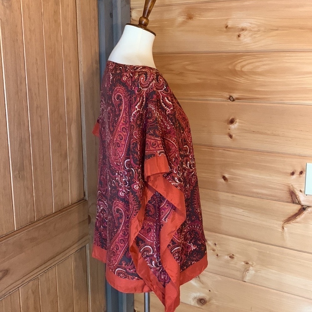Talbots paisley silk handkerchief / poncho style silk blouse Size Small / Medium - Picture 3 of 11